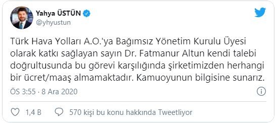 Fatmanur Altun'un THY'de çalıştığı iddialarına net yanıt!