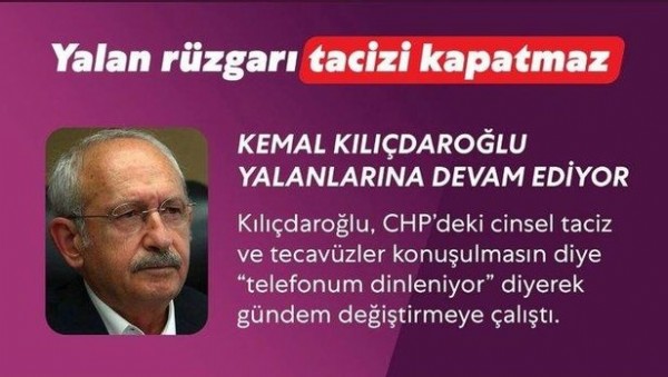 Yalan rüzgarı tacizi kapatmaz!