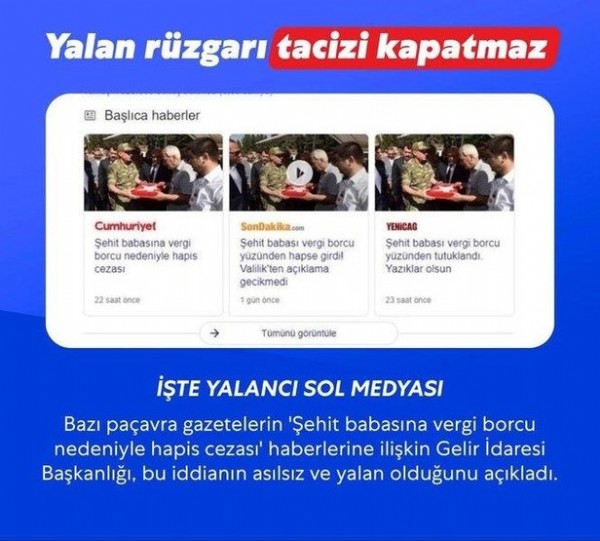 Yalan rüzgarı tacizi kapatmaz!