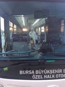 Bursa'da Halk Otobüslerine Koronavirüs Temizliği