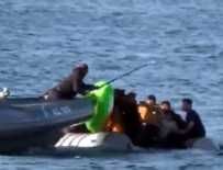 SAHİL GÜVENLİK - Yunan sahil güvenlik göçmen boyunu batırmaya çalıştı!