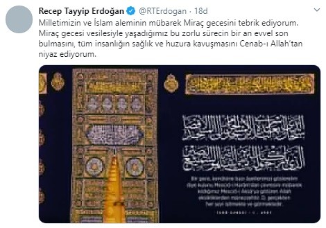 Cumhurbaşkanı'ndan kandil mesajı!