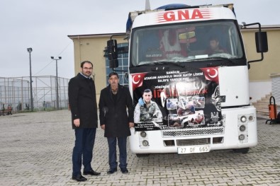 'Şehit Eyüp Gülaştı Yardım Tırı' İdlib'e Uğurlandı