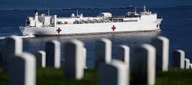 USNS Mercy Yüzen Hastane Gemisi, Los Angeles Limanı'na Geldi