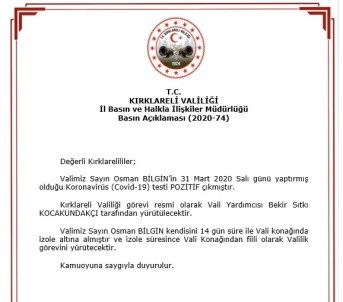 O ilin valisi koronavirüse yakalandı!