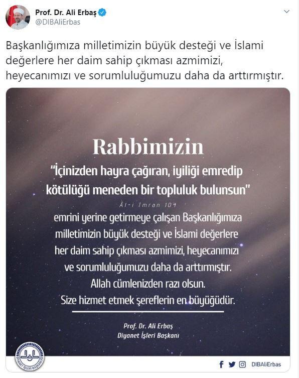 Diyanet İşleri Başkanı Erbaş'tan açıklama