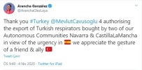 İspanya Dışişleri Bakanı Laya'dan Solunum Cihazları İçin Türkiye'ye Teşekkür