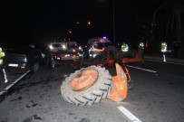 AHMET DENIZ - Alkollü Sürücü Traktöre Arkadan Çarptı Açıklaması 3 Yaralı