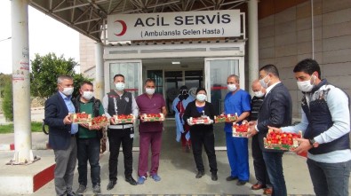 Mersin'de Sağlık Çalışanlarına 1 Ton Çilek