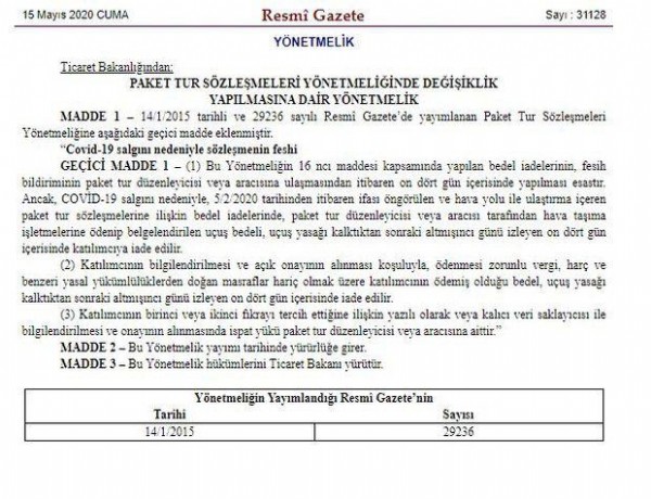 Tatil planları virüsten etkilenenlere iyi haber!