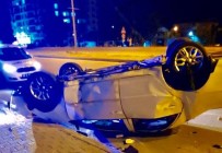 Kontrolden Çıkarak Karşı Şeride Geçen Otomobil Takla Attı, Sürücü Ağır Yaralandı