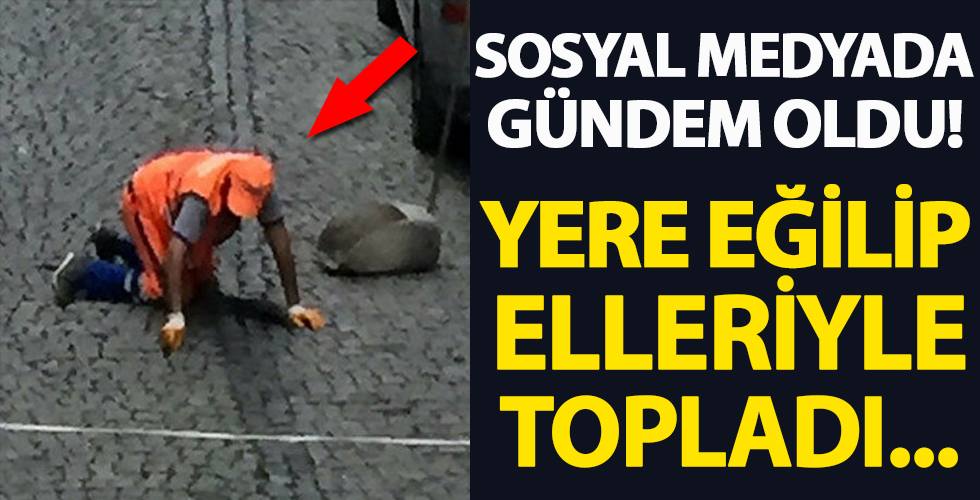 Bu kare çok konuşuldu! Temizlik görevlisi yere eğilip elleriyle tek tek...