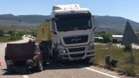 Hafriyat Kamyonu İle Otomobil Çarpıştı Açıklaması 1 Yaralı