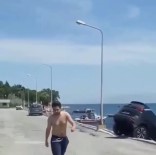 İzmir'de Bir Kişi Kiraladığı Lüks Cipi Denize Attı