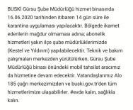 Bursa'da BUSKİ Şubesi 14 Gün Karantina Altına Alındı Haberi