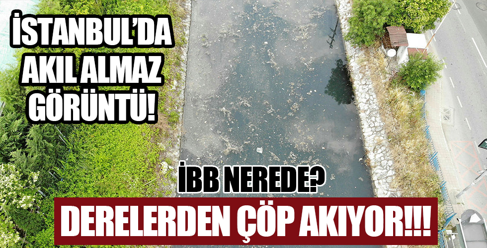 Küçüksu Deresinin üzerinde çöp tabakası oluştu