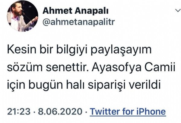 Ayasofya için siparişler verildi!