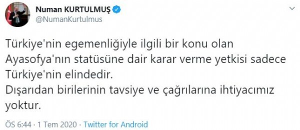 ABD'nin Ayasofya çıkışına Türkiye'den sert cevap!