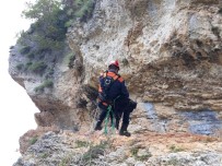 50 Metrelik Uçurumda Mahsur Kalan Keçiyi Kucağında Kurtardı