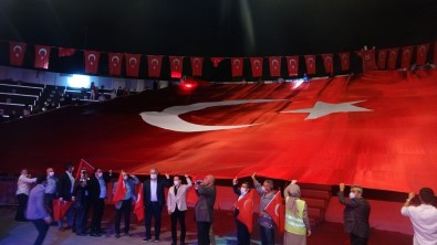 Milli Birlik Günü İçin Açılan Dev Türk Bayrağı Havadan Görüntülendi