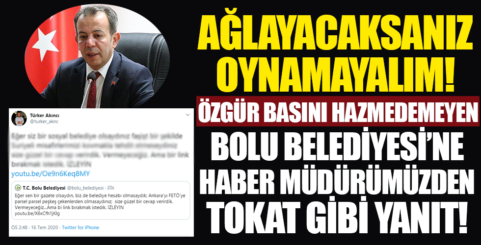 CHP'li Bolu Belediyesi'nin hakaretlerine Türker Akıncı'dan tokat gibi yanıt!
