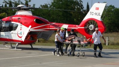 Kazada Yaralanan Şahsın Ambulans Helikopterle Hastaneye Sevk Edildi