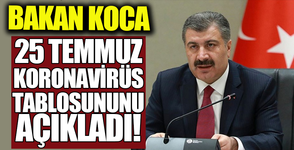 Sağlık Bakanı Fahrettin Koca koronavirüs vefat ve vaka sayılarını açıkladı! İşte 25 Temmuz corona virüs verileri