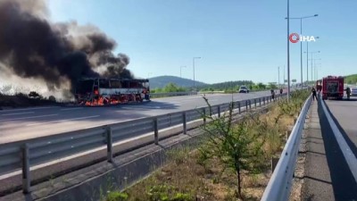 GÜNCELLEME- Kuzey Marmara Otoyolu'nda Otobüs Yangını