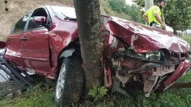 Samsun'da Otomobil Korkuluklara Ve Ağaca Çarptı Açıklaması 1 Yaralı