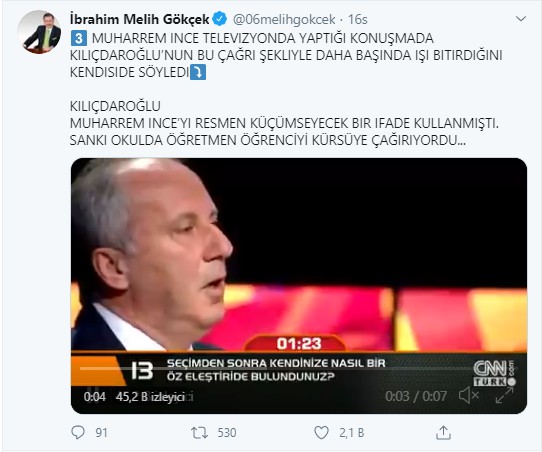Melih Gökçek’ten Muharrem İnce’ye bomba çağrı!