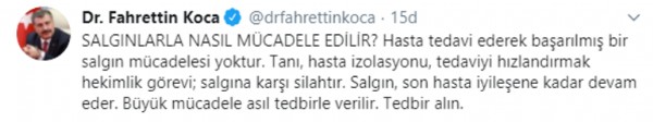 Bakan Koca'dan kritik mesaj!
