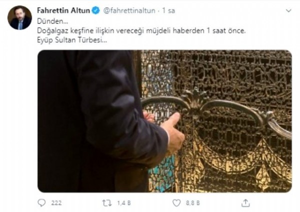 Fahrettin Altun, Cumhurbaşkanı Erdoğan'ın doğal gaz müjdesini açıklamadan 1 saat önceki anını paylaştı