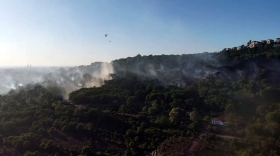 Maltepe'de Ormanlık Alanda Çıkan Yangın Drone İle Havadan Görüntülendi