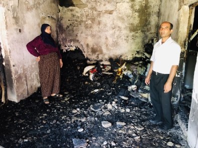 Mardin'de Evleri Küle Dönen Mağdur Aile Yardım Bekliyor
