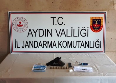 Germencik'te Ruhsatsız Tabanca Ve Uyuşturucu Ele Geçirildi