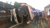 YOLCU OTOBÜSÜ - Pendik'te yolcu otobüsü yan yattı!