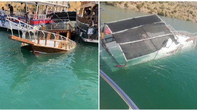 Şanlıurfa'nın Halfeti ilçesinde tur teknesi battı! Olaydan yeni görüntüler ortaya çıktı