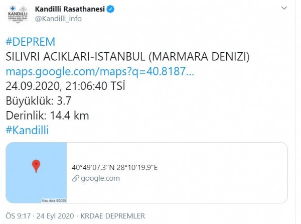 İstanbul'da bir deprem daha!