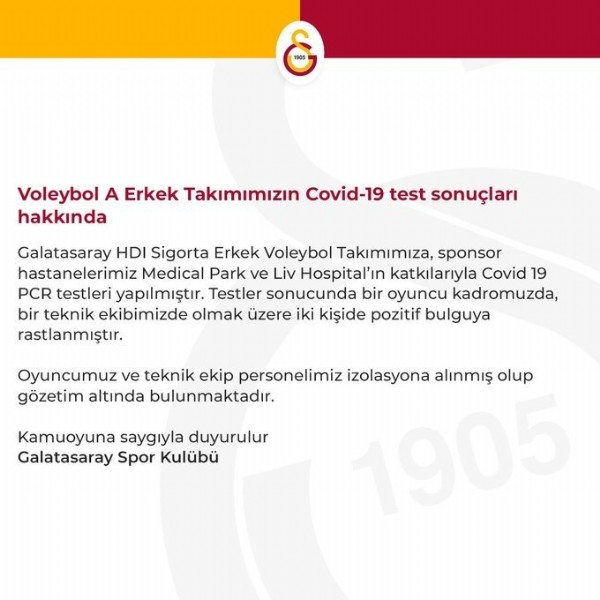 Galatasaray'da iki ismin corona testi pozitif!
