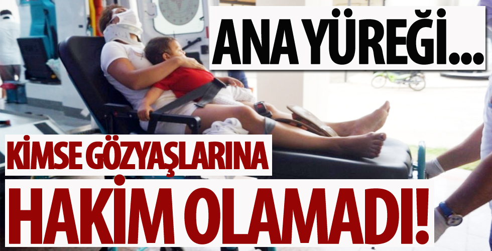 Yaralı anne, yavrusunu kucağından bir an bile bırakmadı