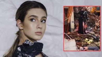 Itır Esen deprem enkazı üzerinde poz verdi!