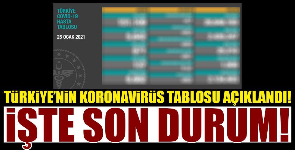 Türkiye'nin koronavirüs tablosu açıklandı!