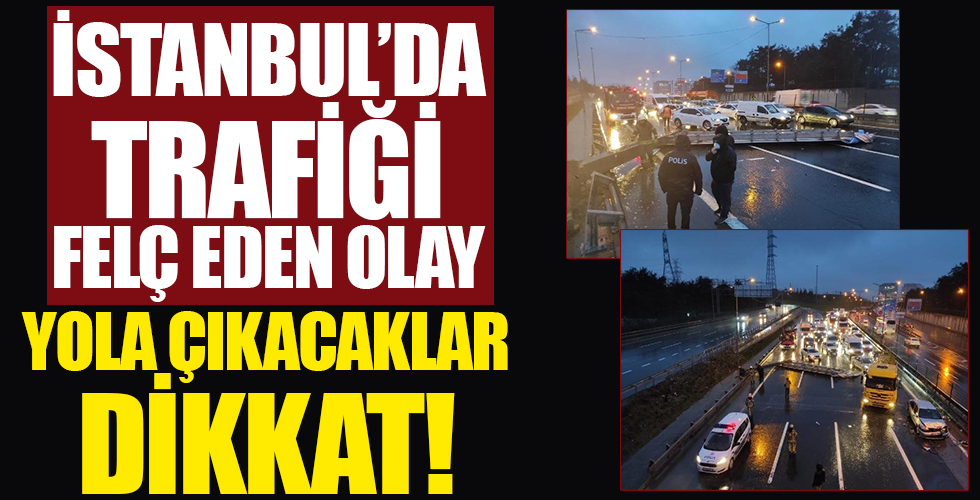 İstanbul'da trafiği felç eden olay! Hasdal bağlantı yolunda tabela devrildi