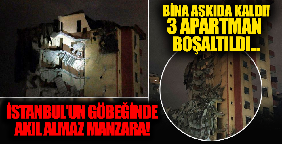 İstanbul'un göbeğinde akılalmaz manzara: Bina askıda kaldı, 3 apartman boşaltıldı...