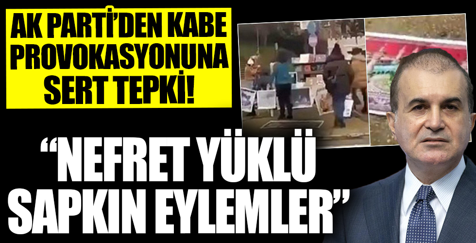 AK Parti Sözcüsü Ömer Çelik'ten Boğaziçi Üniversitesi önünde Kabe fotoğrafının yere serilmesine sert tepki!