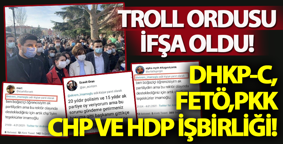 CHP'nin bot hesaplarla Boğaziçi provokasyonu! Twitter'da DHKP-C, FETÖ, PKK, CHP ve HDP işbirliği ile kopya tweetler ifşa oldu