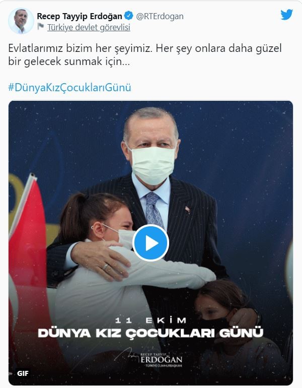 Erdoğan'dan 'Dünya Kız Çocukları Günü' mesajı