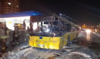 Bahçelievler'de park halindeki İETT otobüsü alev alev yandı