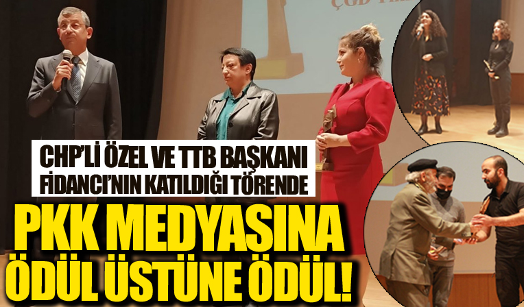 PKK medyasına ödül üstüne ödül! CHP'li Özel ve TTB Başkanı Fincancı'nın katıldığı törende PKK yayın organlarına ödül verildi