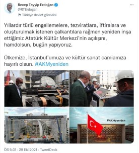 Cumhurbaskani Erdogan'dan AKM Paylasimi